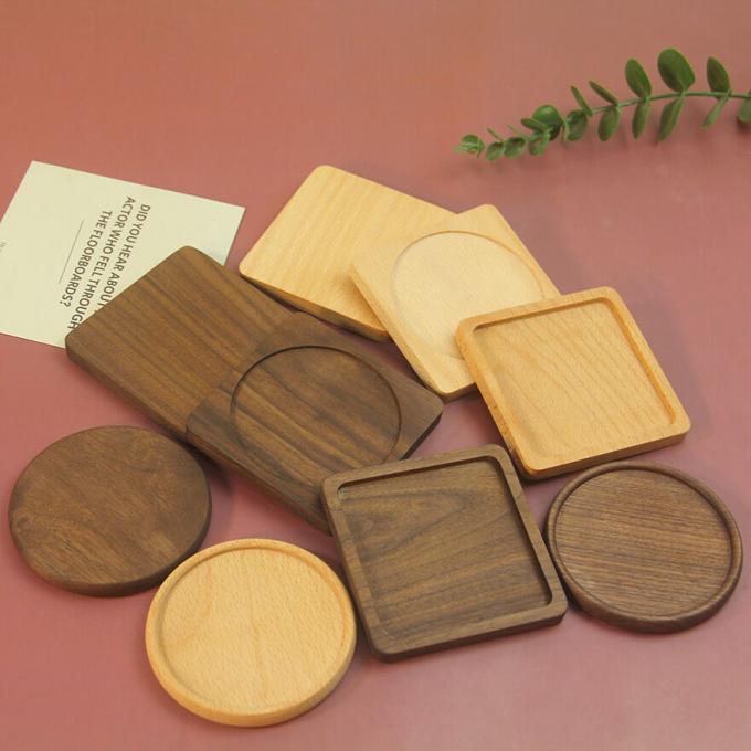 Bamboo Coasters For Crafts, Squre Round Coasters For Crafts Bọc vải đơn giản uống cup coaster với k&iacute;ch thước ph&ugrave; hợp 2