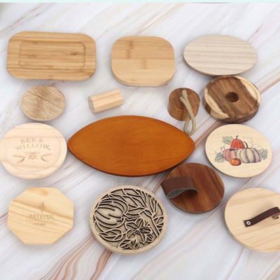 Nước hoa nến chai nắp Bamboo Jar nắp Laser Logo cho ly thủy tinh nhựa