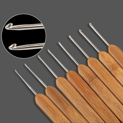 Bamboo Handle Crochet Hook Set Knitting Needles Stainless Steel Head Sewing Accessories