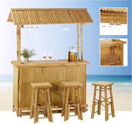 Tiki Bar Patio Outdoor Bar, Bamboo Set, Đảo Tiki Bar