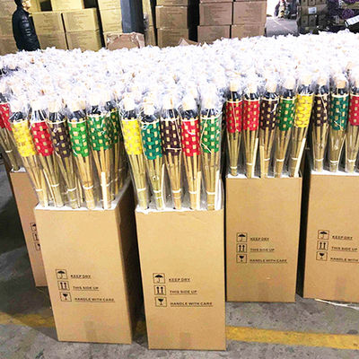 Natural Bamboo Torch with Replaceable Fiberglass Wick - for Backyard Party, Wedding, Pathway Lighting