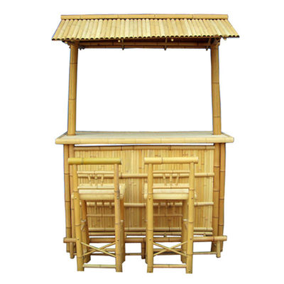 Commercial Outdoor Bamboo Tiki Bar Kits With Roof And Bottle Rack Drinking, Bamboo Chairs With Back Support