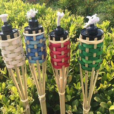 Waterproof Natural Bamboo Torch Rattan Tiki Torches For Patio Yard Garden Lawn