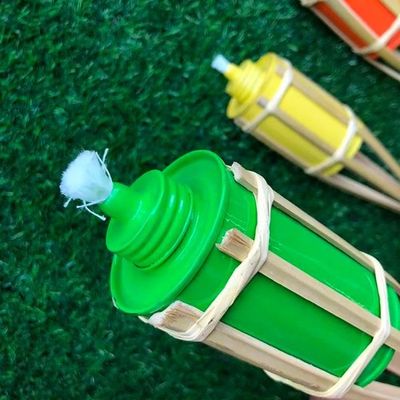 Halloween Decoration Bamboo Tiki Torches Refillable Replacement Metal Oil Canister