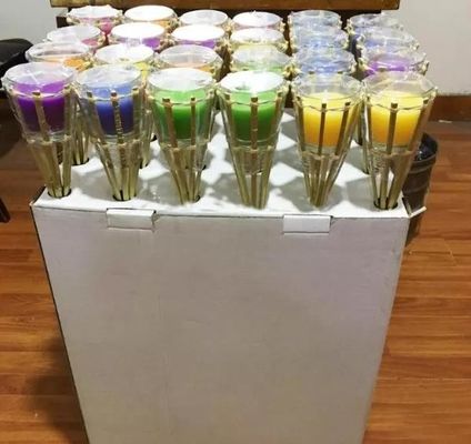 Ban đêm ngoài trời Đèn đuốc tre tự nhiên với bình dầu kim loại thay thế có thể lấp đầy lại