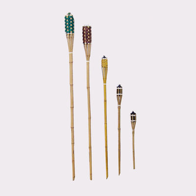 Outdoor Natural Bamboo Tiki Torch Yard Deck Decoration Garden Toy Colorful For Children