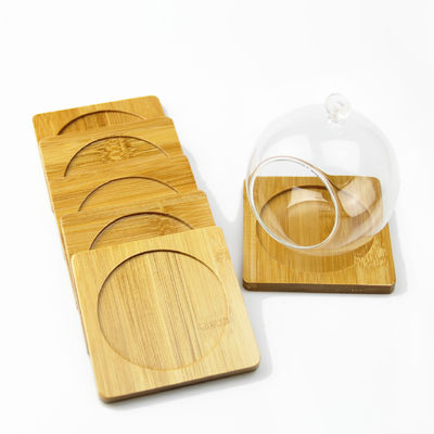 9cm Blank Bamboo Coasters Round Square Bamboo Plant Saucer European Style Mat