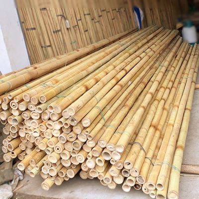 3 Inch Moso Bamboo Pole Pure Natural Bamboo Stakes For Plant Decoration Yellow