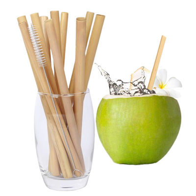 Biodegradable Minor Caliber Disposable Bamboo Straws 20cm Custom