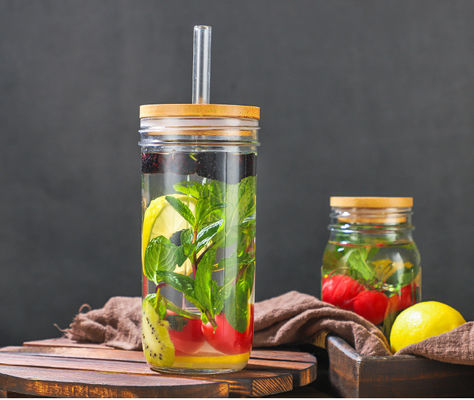Food Kitchen Glass Storage Jar Lids Wooden Lids with Silicon Circle Well Sealed