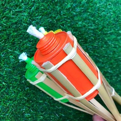 Outdoor Natural Bamboo Tiki Torch Yard Deck Decoration Garden Toy Colorful For Children