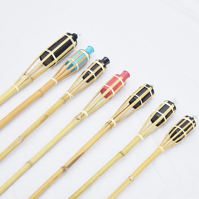 Outdoor Natural Bamboo Tiki Torch Yard Deck Decoration Garden Toy Colorful For Children