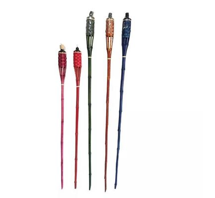 120cm Bamboo Torches With Waterproof Metal Wide Mouth Oil Canister