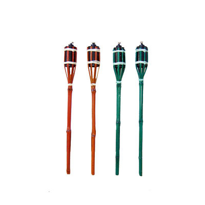 120cm Bamboo Torches With Waterproof Metal Wide Mouth Oil Canister