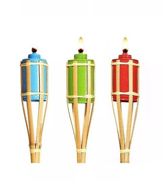 Halloween Decoration Bamboo Tiki Torches Refillable Replacement Metal Oil Canister