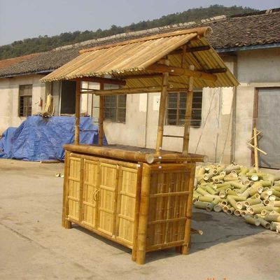 220x160cm Tiki Bar Bamboo Bench Bar With Waterproof Roof Chairs Outdoor