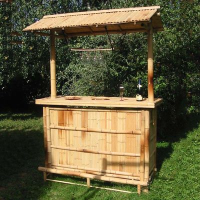 Tropical Cabana Party Outdoor Tiki Bar Bamboo Beach Tiki Bar With Stools Counters