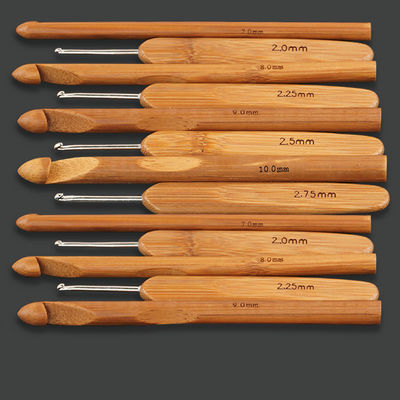 Bamboo Handle Crochet Hook Set Knitting Needles Stainless Steel Head Sewing Accessories
