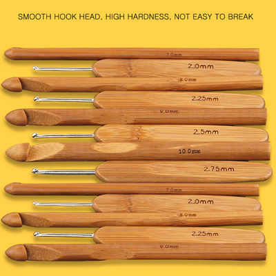 Bamboo Handle Crochet Hook Set Knitting Needles Stainless Steel Head Sewing Accessories
