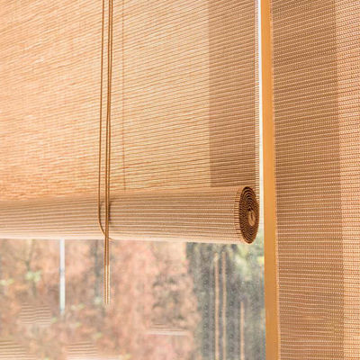 Light Filtering Bamboo Roller Blind Matchstick Bamboo Outdoor Roll Up Curtains