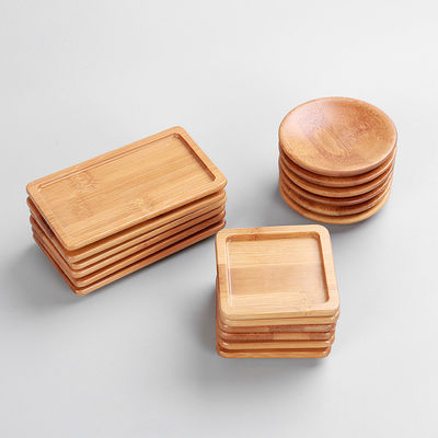 Light Weight Natural Bamboo Coasters Blank Customized Laser Pattern Logo For Cups