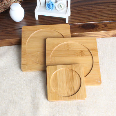 9cm Blank Bamboo Coasters Round Square Bamboo Plant Saucer European Style Mat