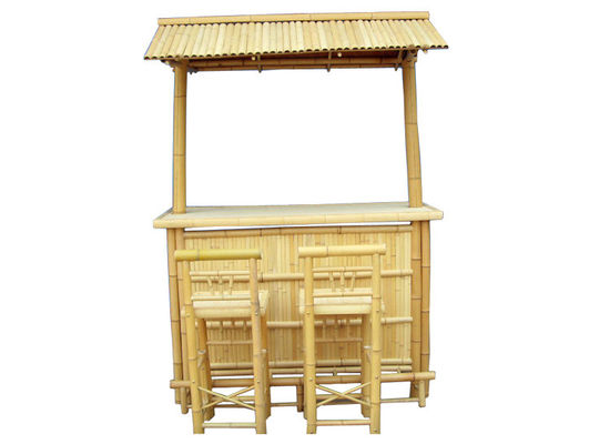 Tiki Bar Patio Outdoor Bar , Bamboo Set , Islander Tiki Bar With Palapa Top And Storage Space For Garden Patio Luau Party Bazaar