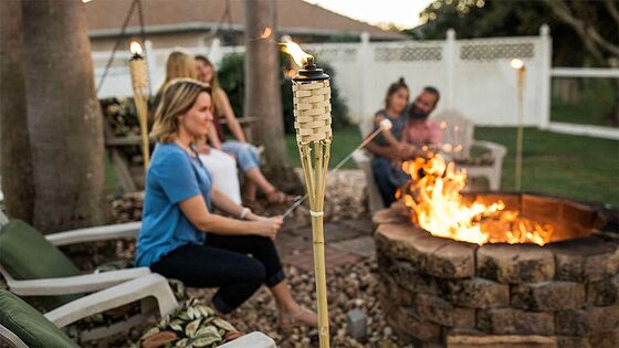 Natural Bamboo Torch for Outdoor Camping, Garden Party Decor, Handmade Eco-Friendly Fire Torch, Waterproof