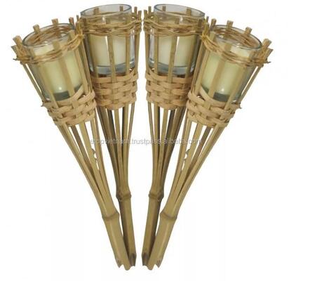 Natural Bamboo Torch for Outdoor Camping, Garden Party Decor, Handmade Eco-Friendly Fire Torch