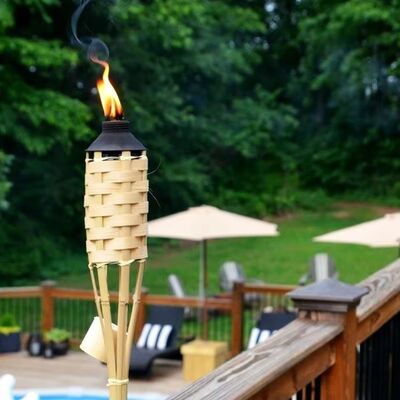Natural Bamboo Torch for Outdoor Camping, Garden Party Decor, Handmade Eco-Friendly Fire Torch