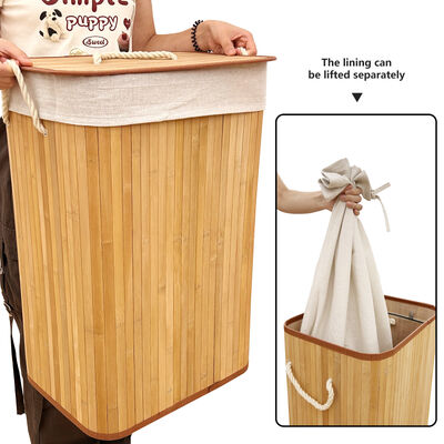 Thùng giặt bằng tre tự nhiên với vỏ bông.